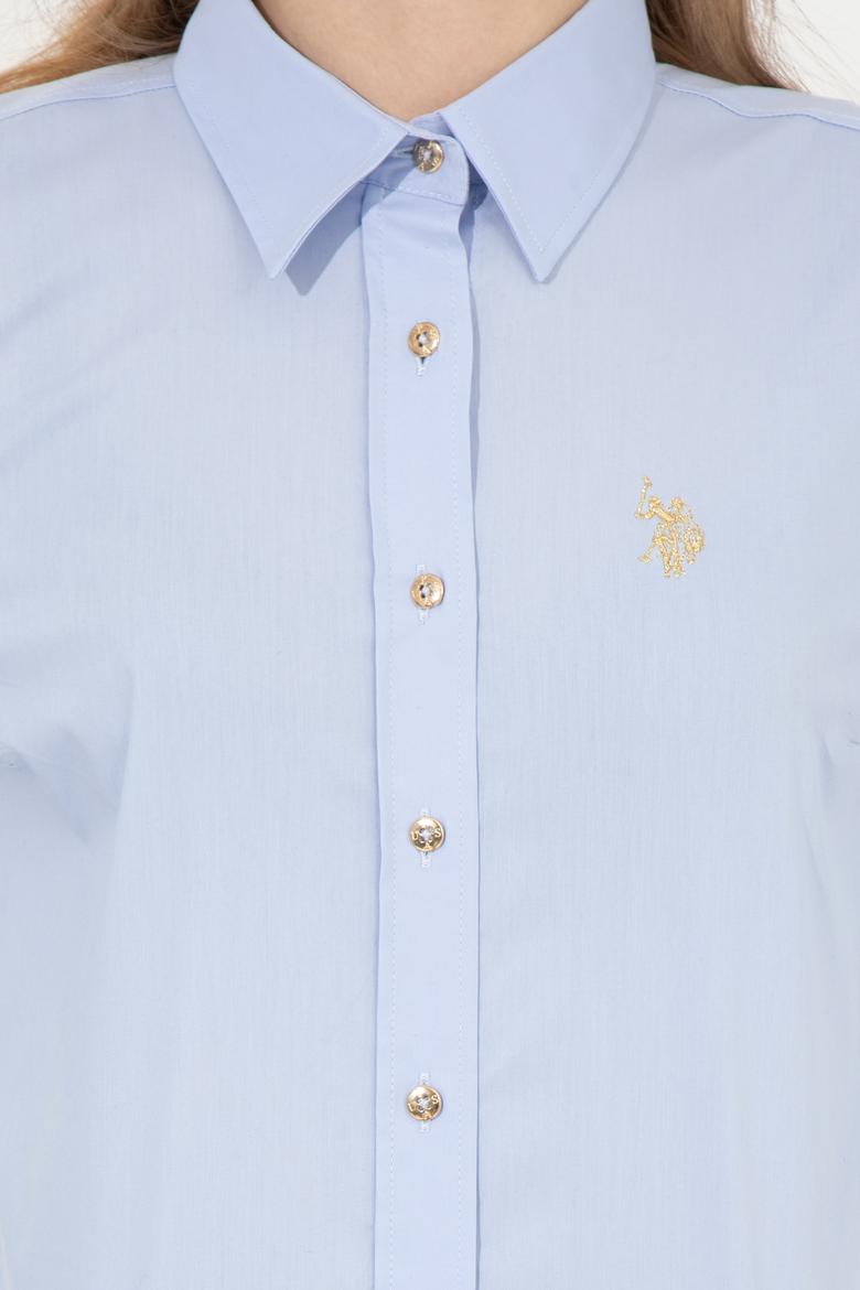 Kadın Açık Mavi Uzun Kollu Basic Gömlek - 50256721004