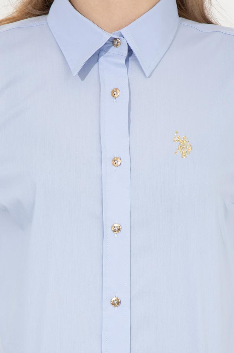 Kadın Açık Mavi Uzun Kollu Basic Gömlek