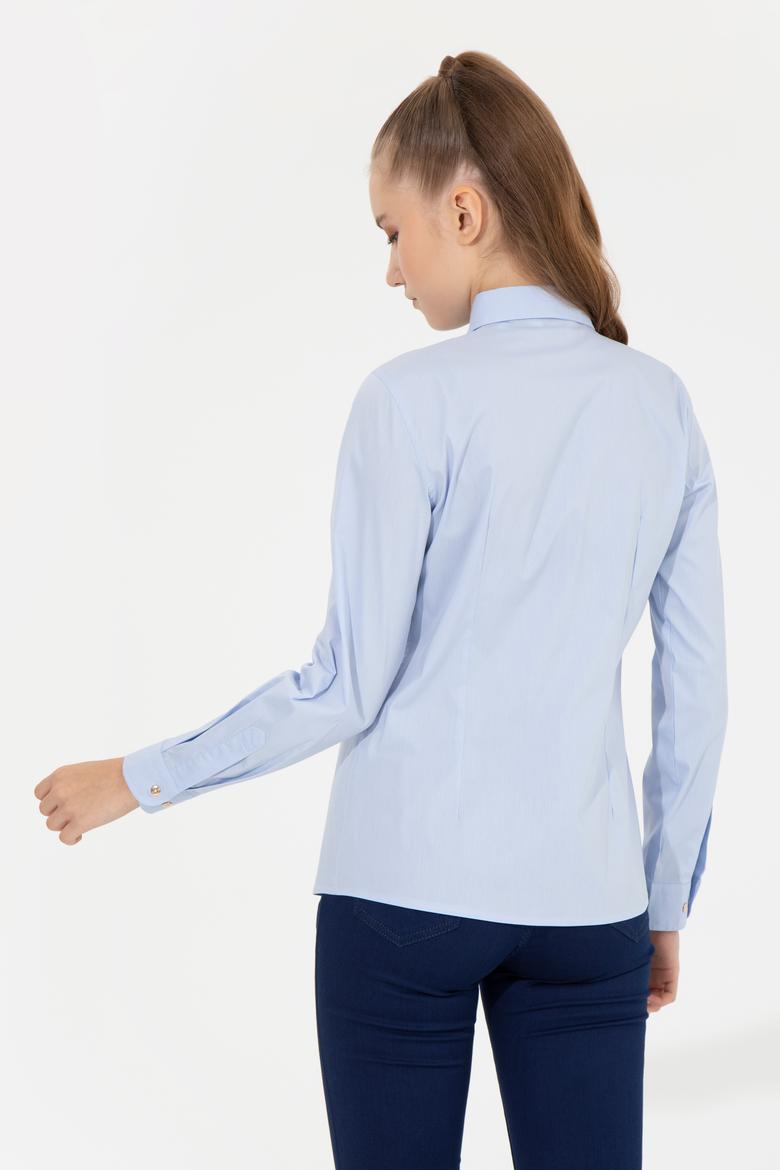 Kadın Açık Mavi Uzun Kollu Basic Gömlek - 50256721004