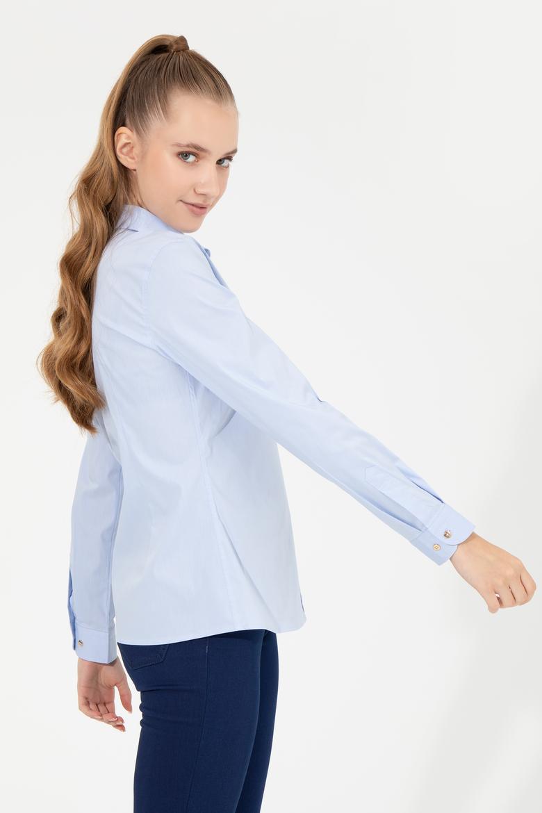 Kadın Açık Mavi Uzun Kollu Basic Gömlek - 50256721004