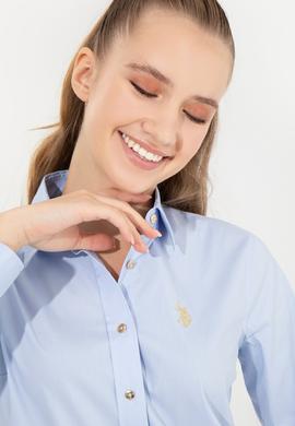 Kadın Açık Mavi Uzun Kollu Basic Gömlek - 50256721004