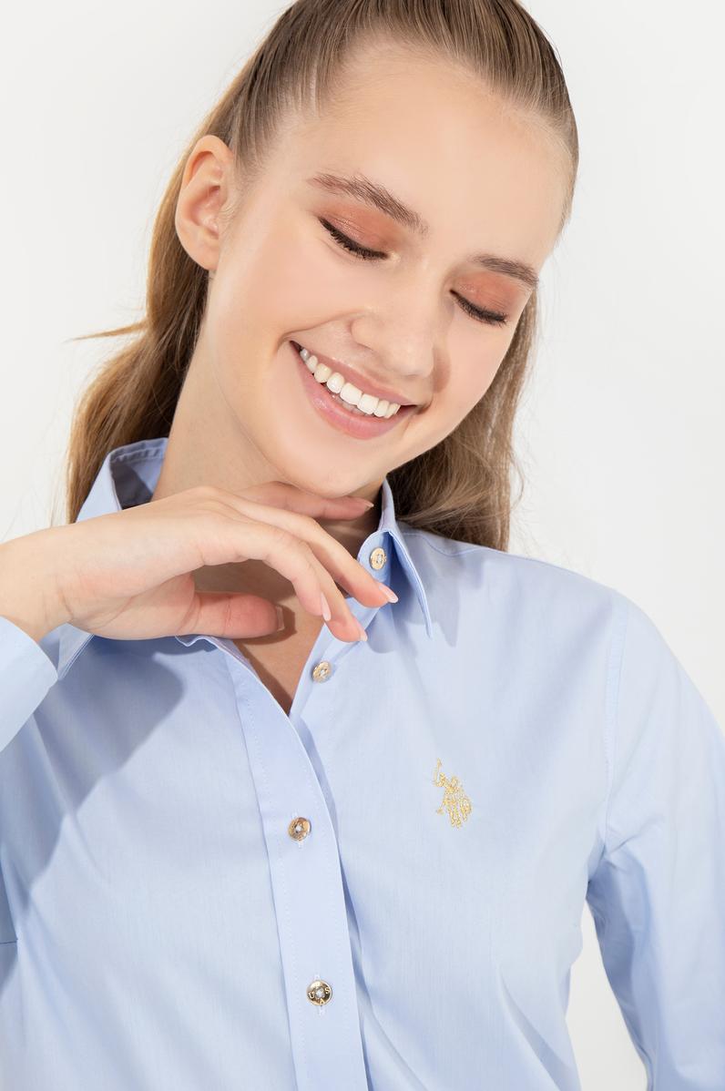 Kadın Açık Mavi Uzun Kollu Basic Gömlek