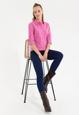 Kadın Pembe Uzun Kollu Basic Gömlek - 50256970038