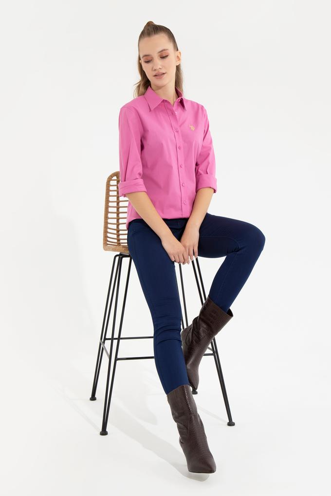 Kadın Pembe Uzun Kollu Basic Gömlek