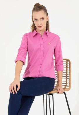 Kadın Pembe Uzun Kollu Basic Gömlek - 50256970038