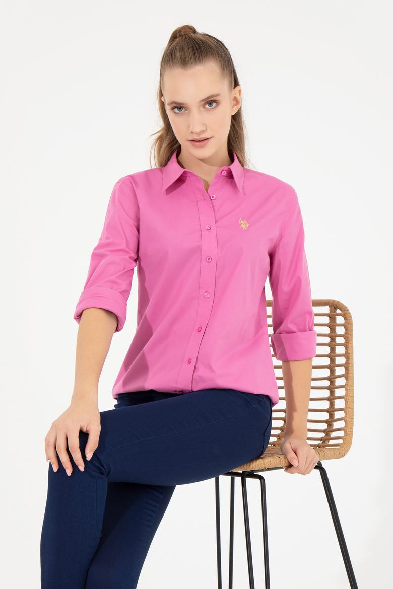 Kadın Pembe Uzun Kollu Basic Gömlek - 50256970038