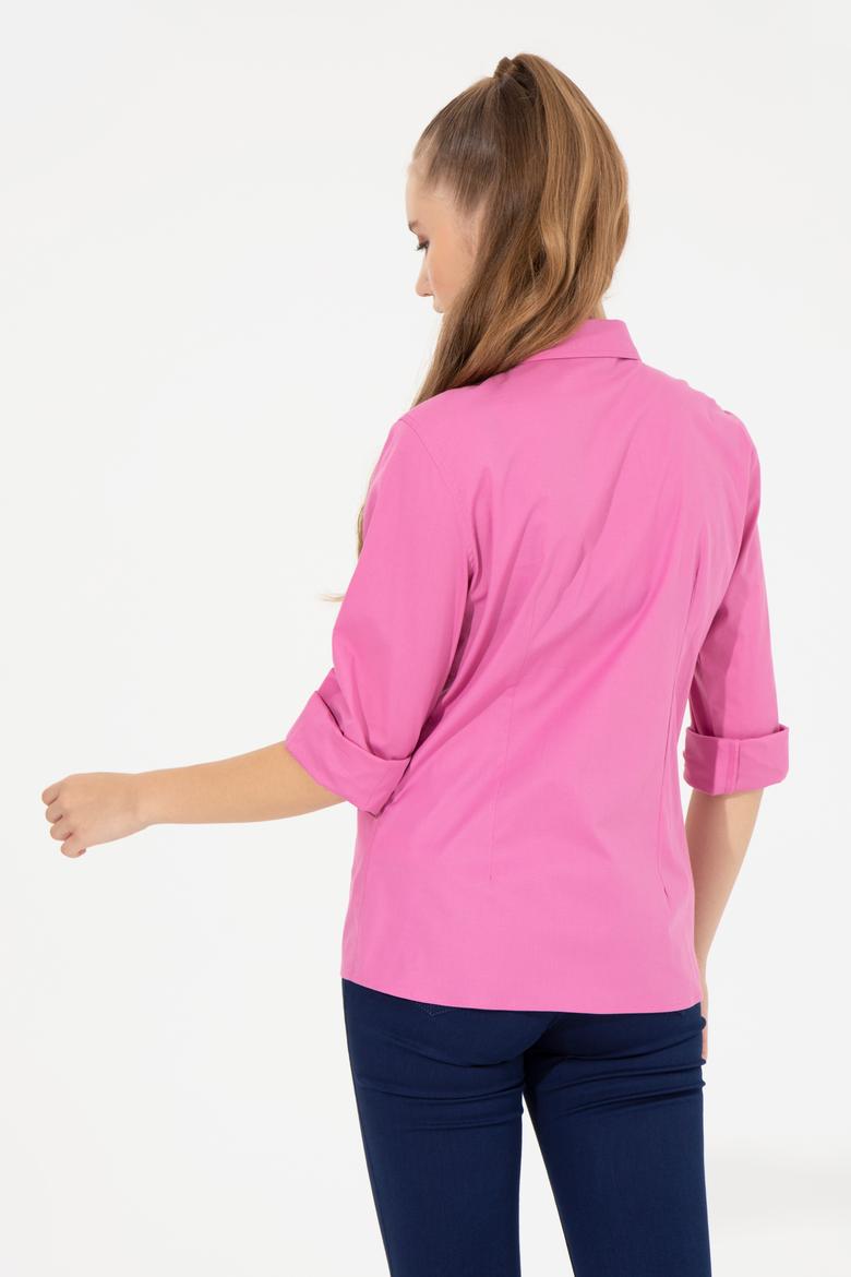 Kadın Pembe Uzun Kollu Basic Gömlek - 50256970038