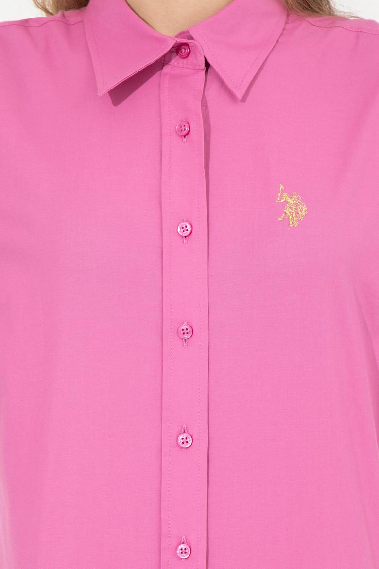 Kadın Pembe Uzun Kollu Basic Gömlek - 50256970038
