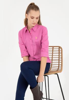 Kadın Pembe Uzun Kollu Basic Gömlek - 50256970038