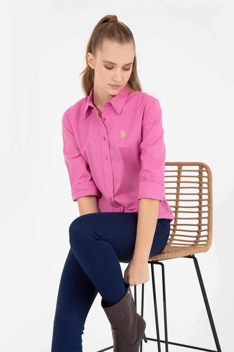 Kadın Pembe Uzun Kollu Basic Gömlek - 50256970038
