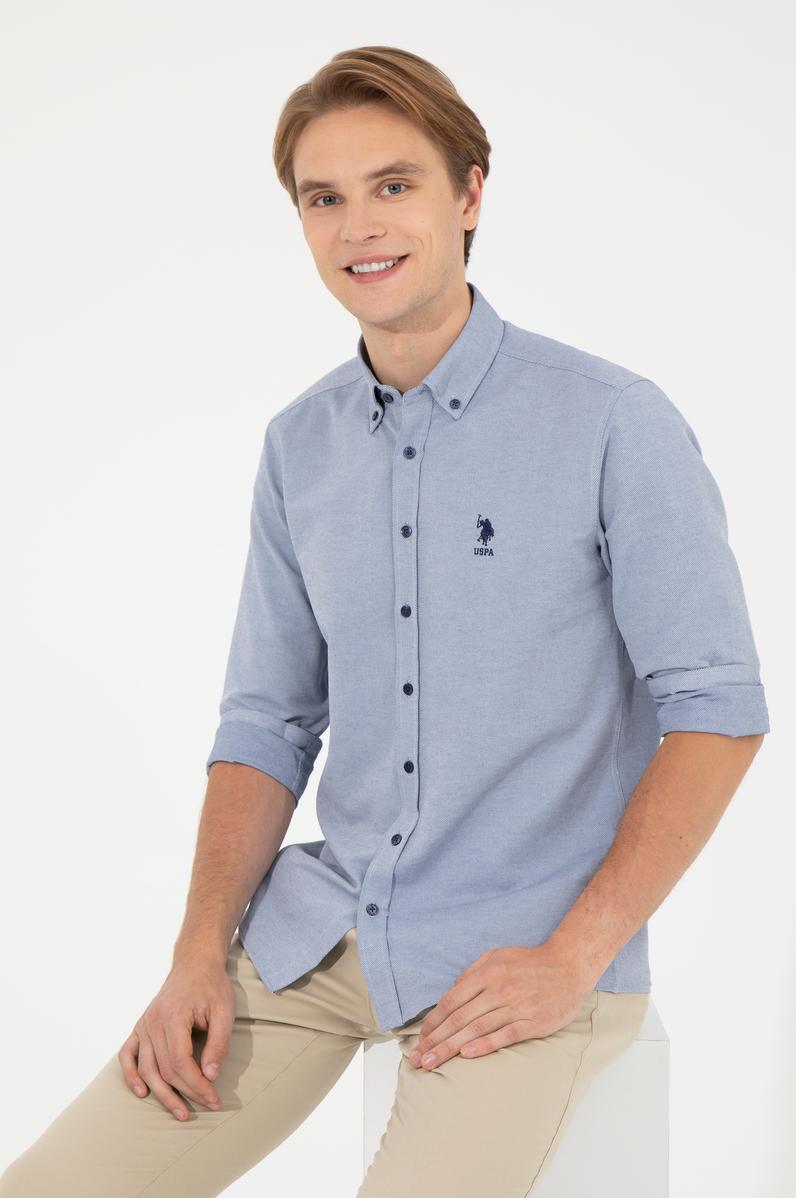 Erkek Lacivert Uzun Kollu Basic Gömlek