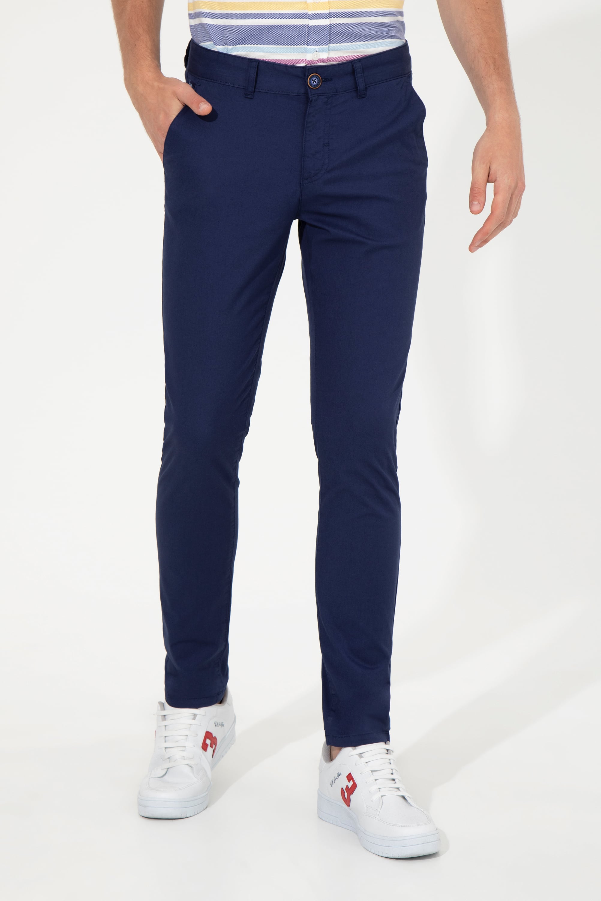 Erkek Slim Fit Lacivert Kanvas Pantolon