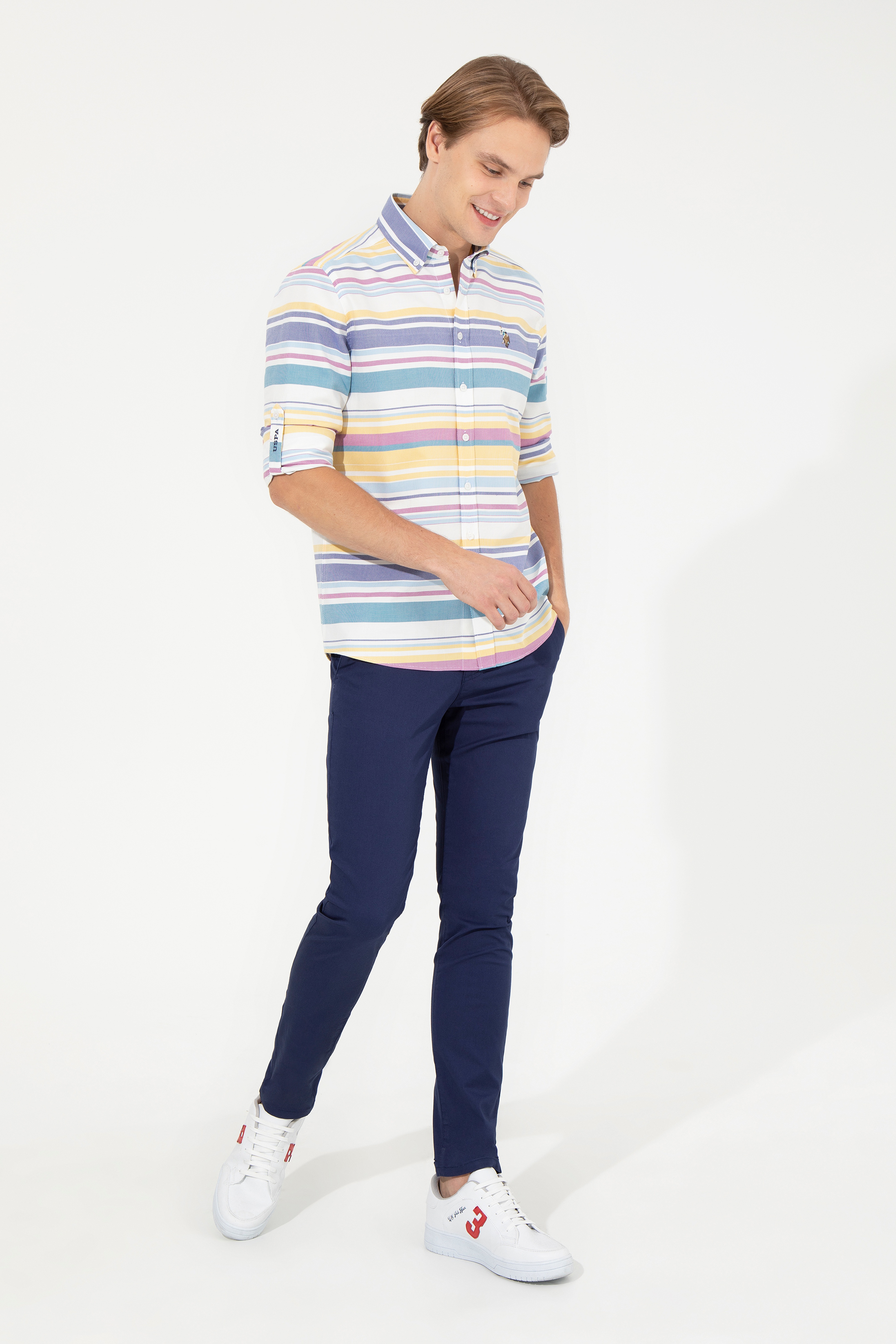 Erkek Slim Fit Lacivert Kanvas Pantolon - Image 1
