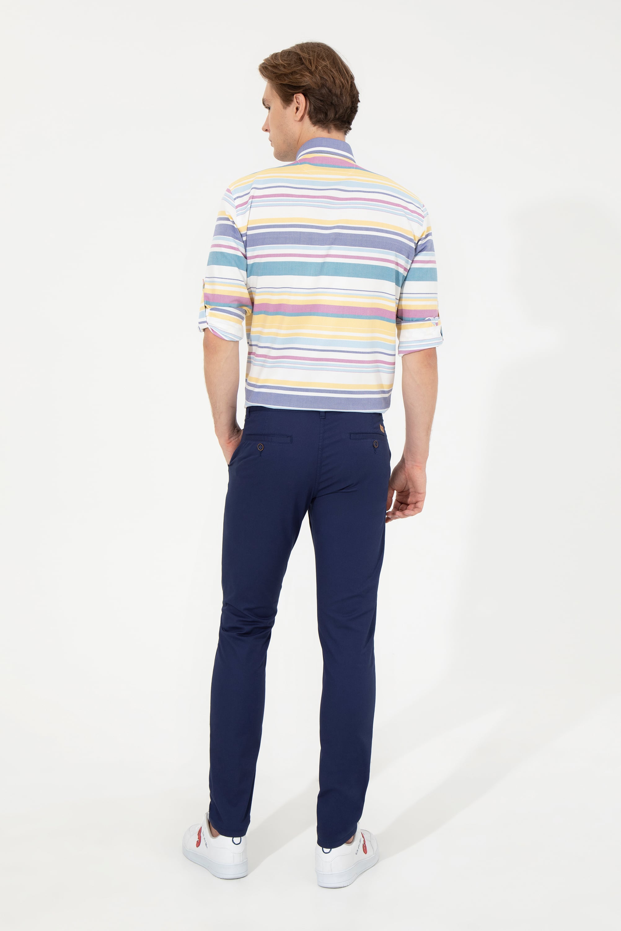 Erkek Slim Fit Lacivert Kanvas Pantolon