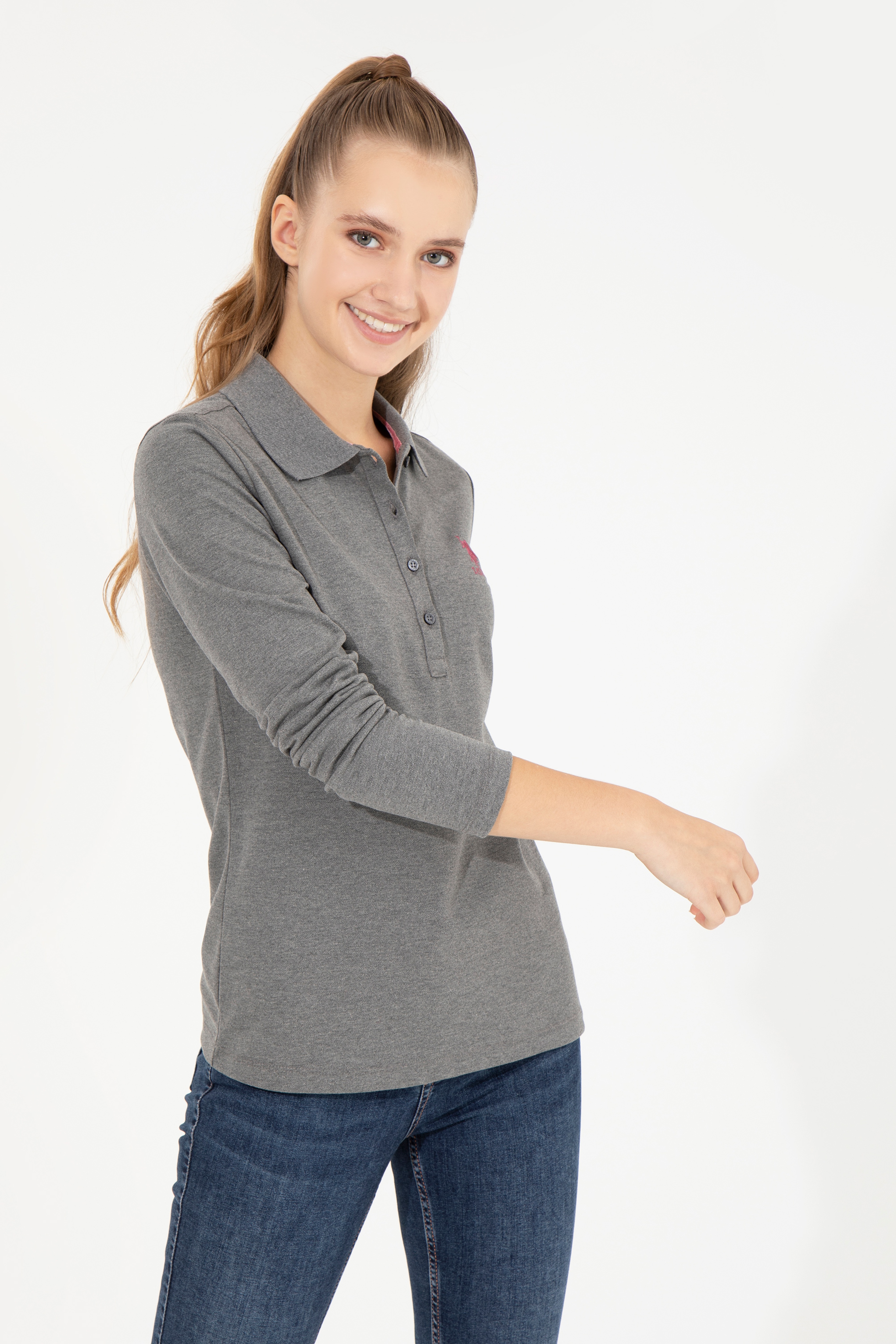 Kadın Antrasit Melanj Basic Sweatshirt