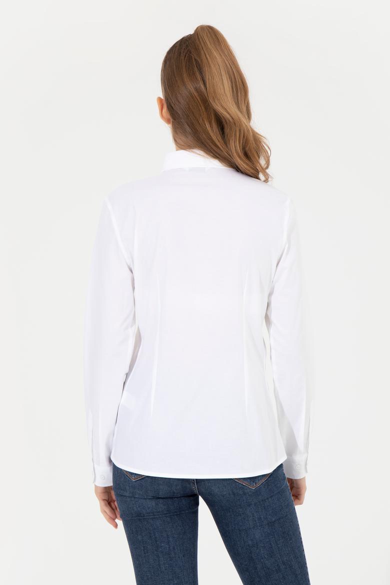 Kadın Beyaz Uzun Kollu Basic Gömlek - 50256970012