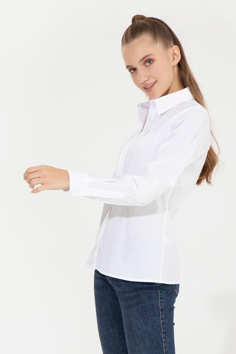 Kadın Beyaz Uzun Kollu Basic Gömlek - 50256970012