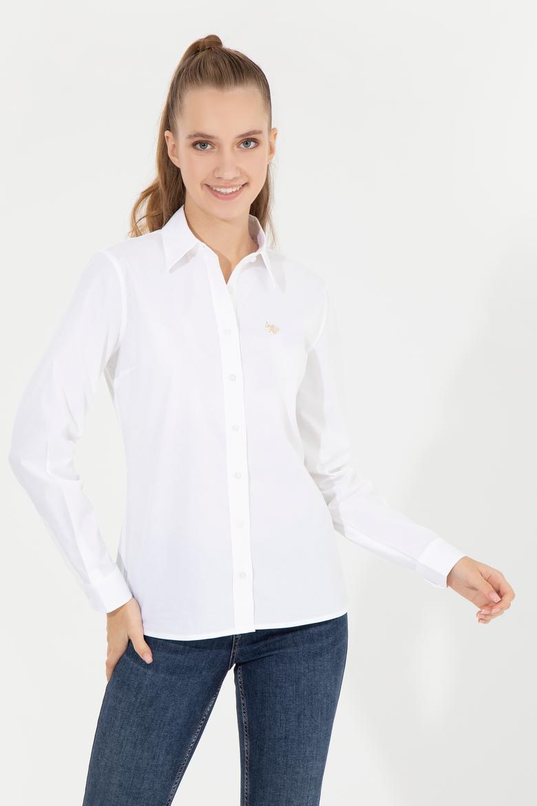 Kadın Beyaz Uzun Kollu Basic Gömlek - 50256970012