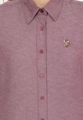 Kadın Vişne Uzun Kollu Basic Gömlek - 50256672101