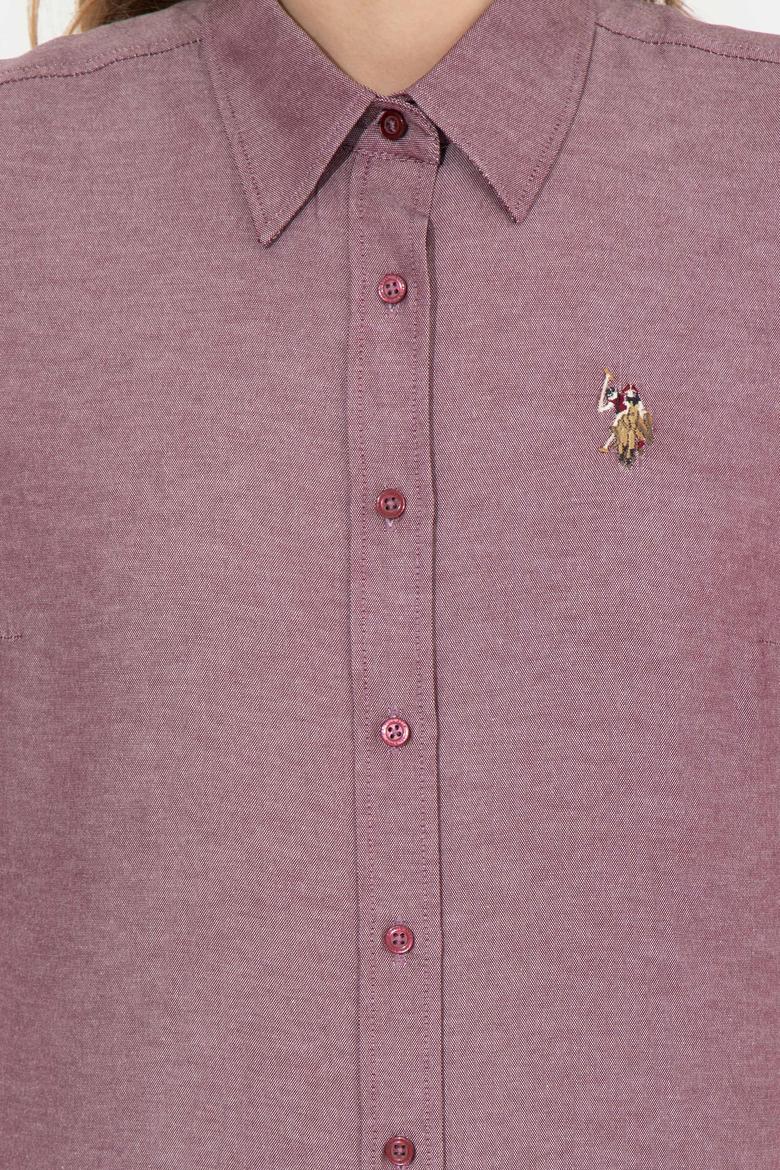 Kadın Vişne Uzun Kollu Basic Gömlek - 50256672101