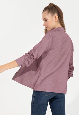 Kadın Vişne Uzun Kollu Basic Gömlek - 50256672101