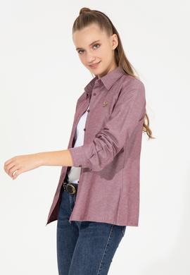 Kadın Vişne Uzun Kollu Basic Gömlek - 50256672101