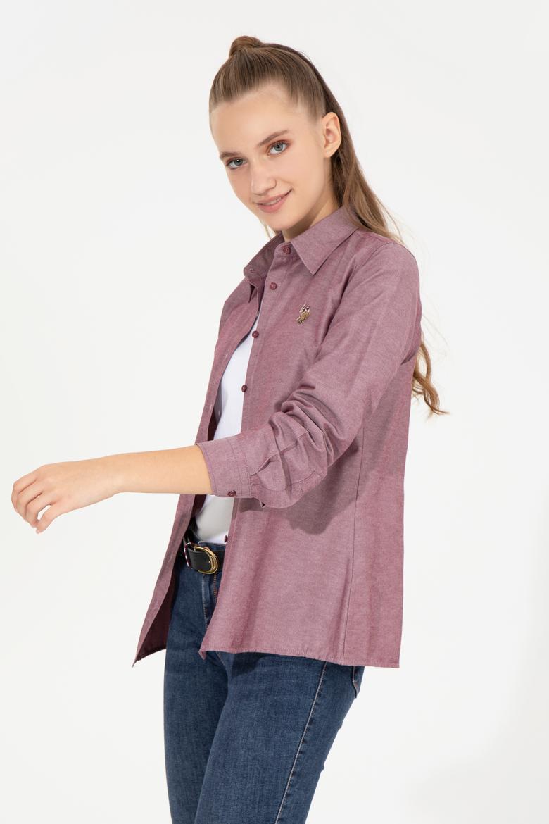 Kadın Vişne Uzun Kollu Basic Gömlek - 50256672101