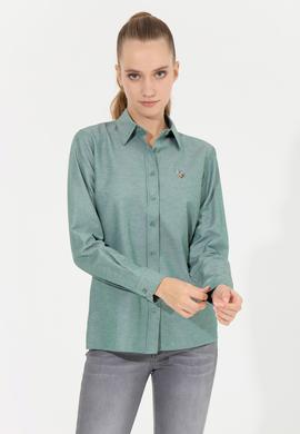 Kadın Koyu Yeşil Uzun Kollu Basic Gömlek - 50256672085