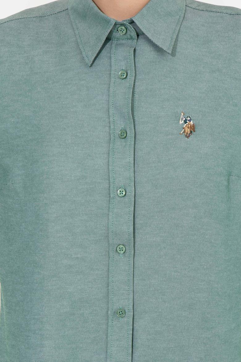 Kadın Koyu Yeşil Uzun Kollu Basic Gömlek - 50256672085