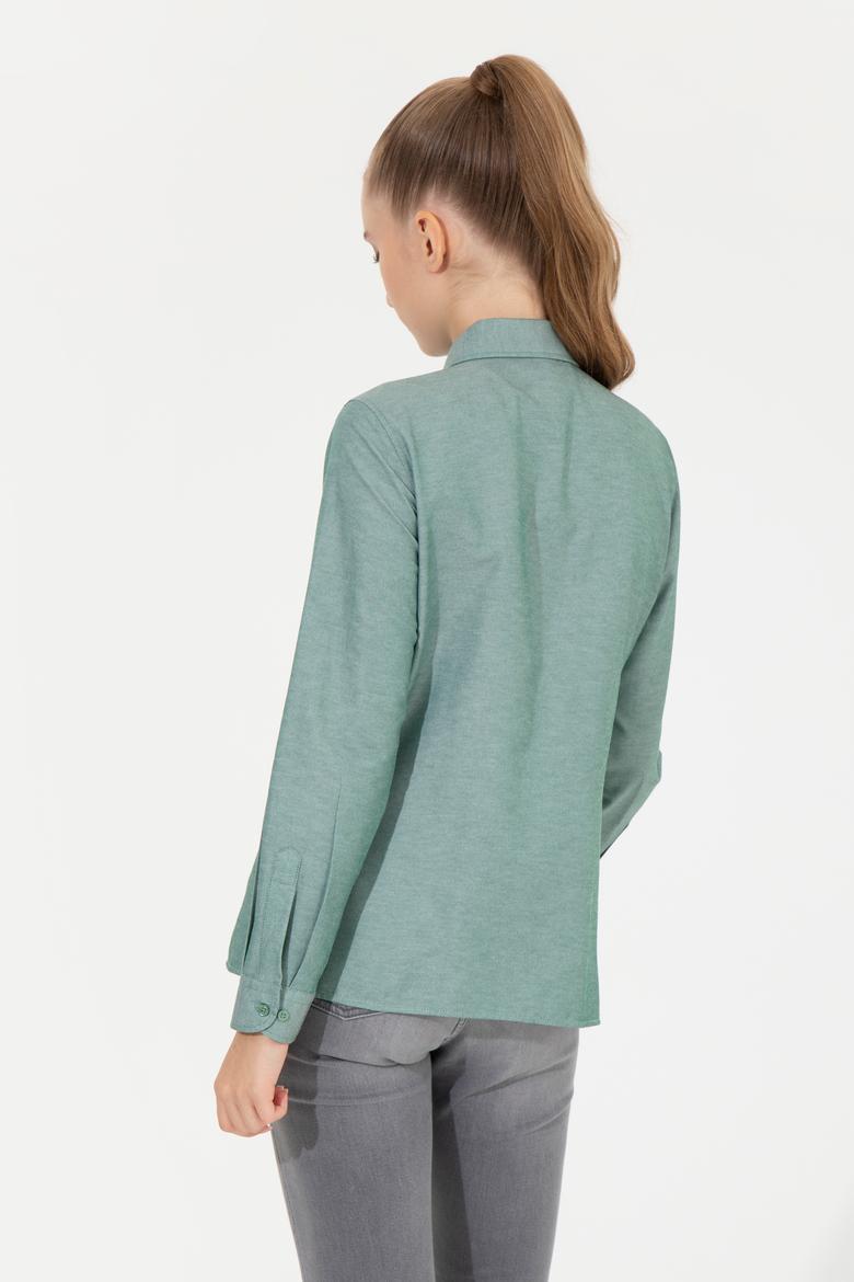 Kadın Koyu Yeşil Uzun Kollu Basic Gömlek - 50256672085