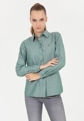 Kadın Koyu Yeşil Uzun Kollu Basic Gömlek - 50256672085