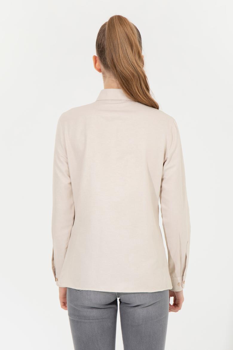 Kadın Camel Uzun Kollu Basic Gömlek - 50256672029