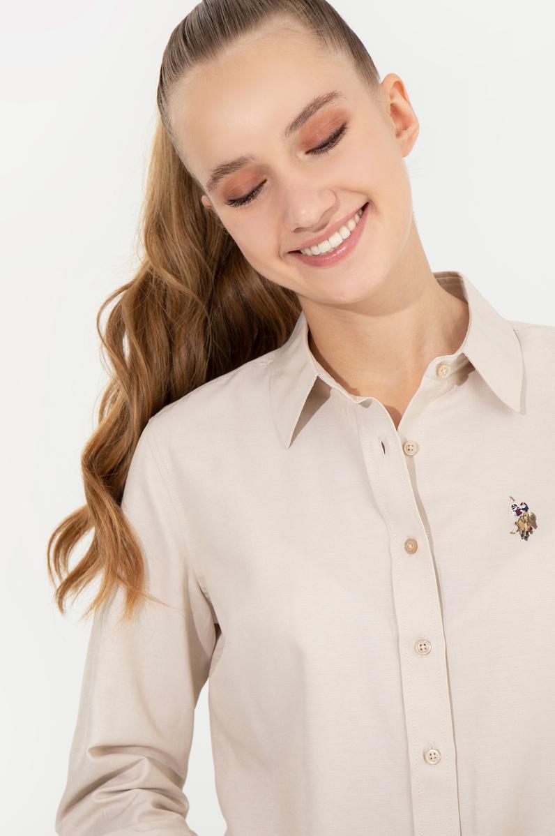 Kadın Camel Uzun Kollu Basic Gömlek