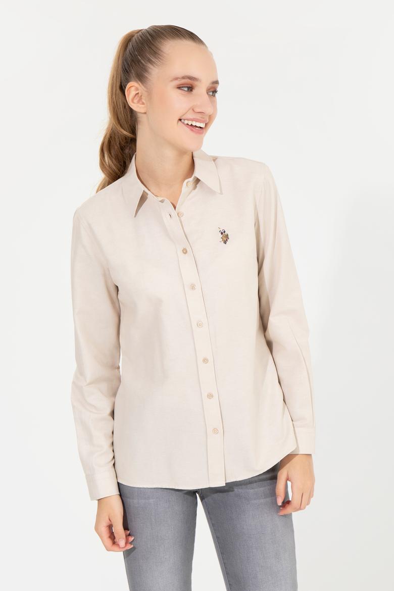 Kadın Camel Uzun Kollu Basic Gömlek