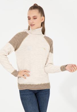 Kadın Krem Melanj Kazak - 50252221028