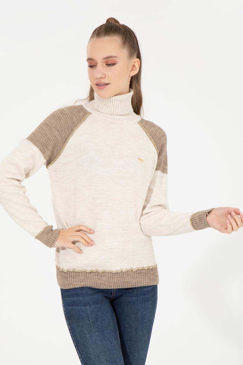 Kadın Krem Melanj Kazak - 50252221028