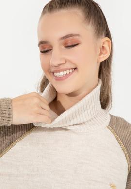 Kadın Krem Melanj Kazak - 50252221028