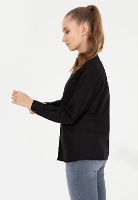 Kadın Siyah Uzun Kollu Basic Gömlek - 50254249054