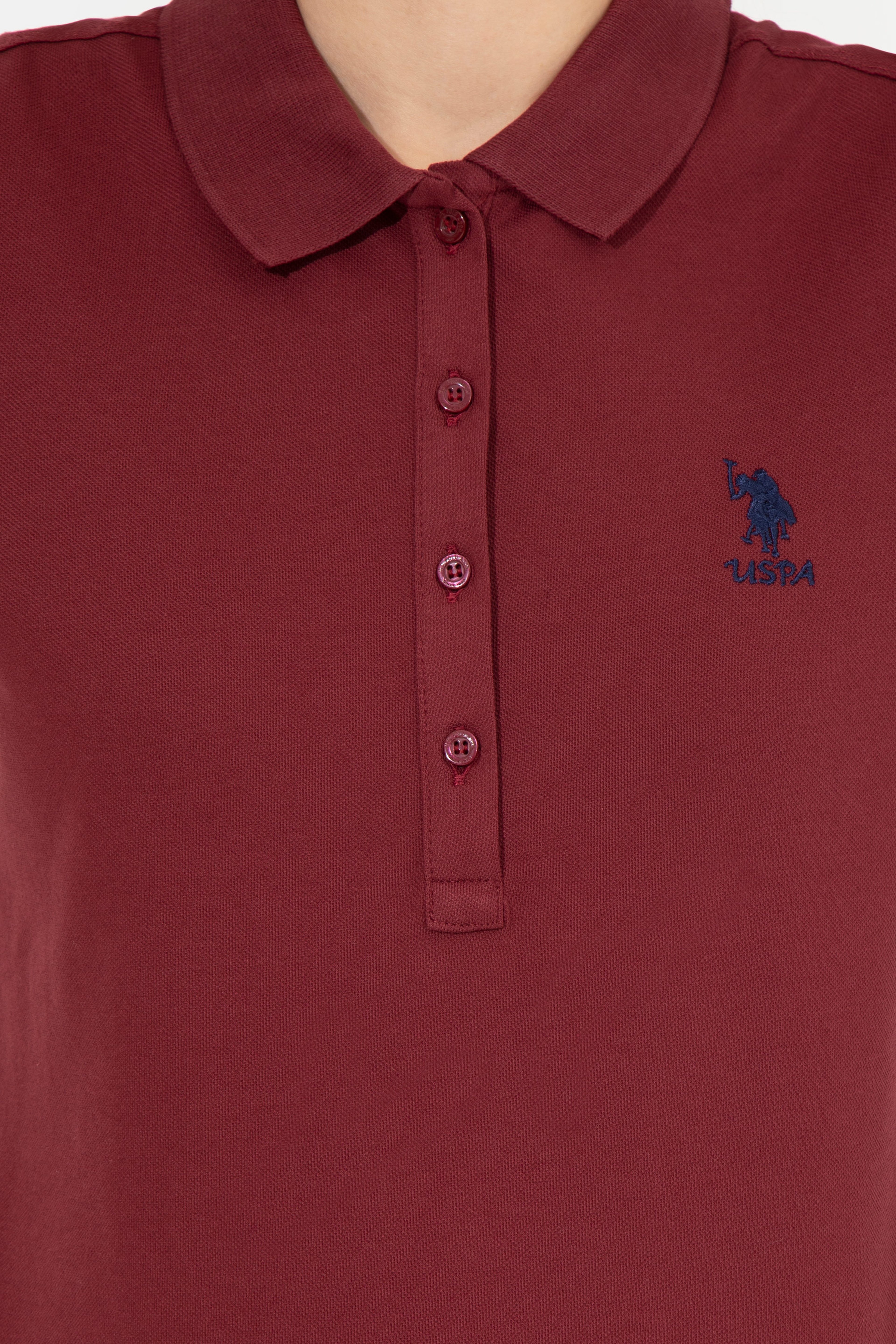 Kadın Vİşne Basic Polo Yaka Tişört - Image 6