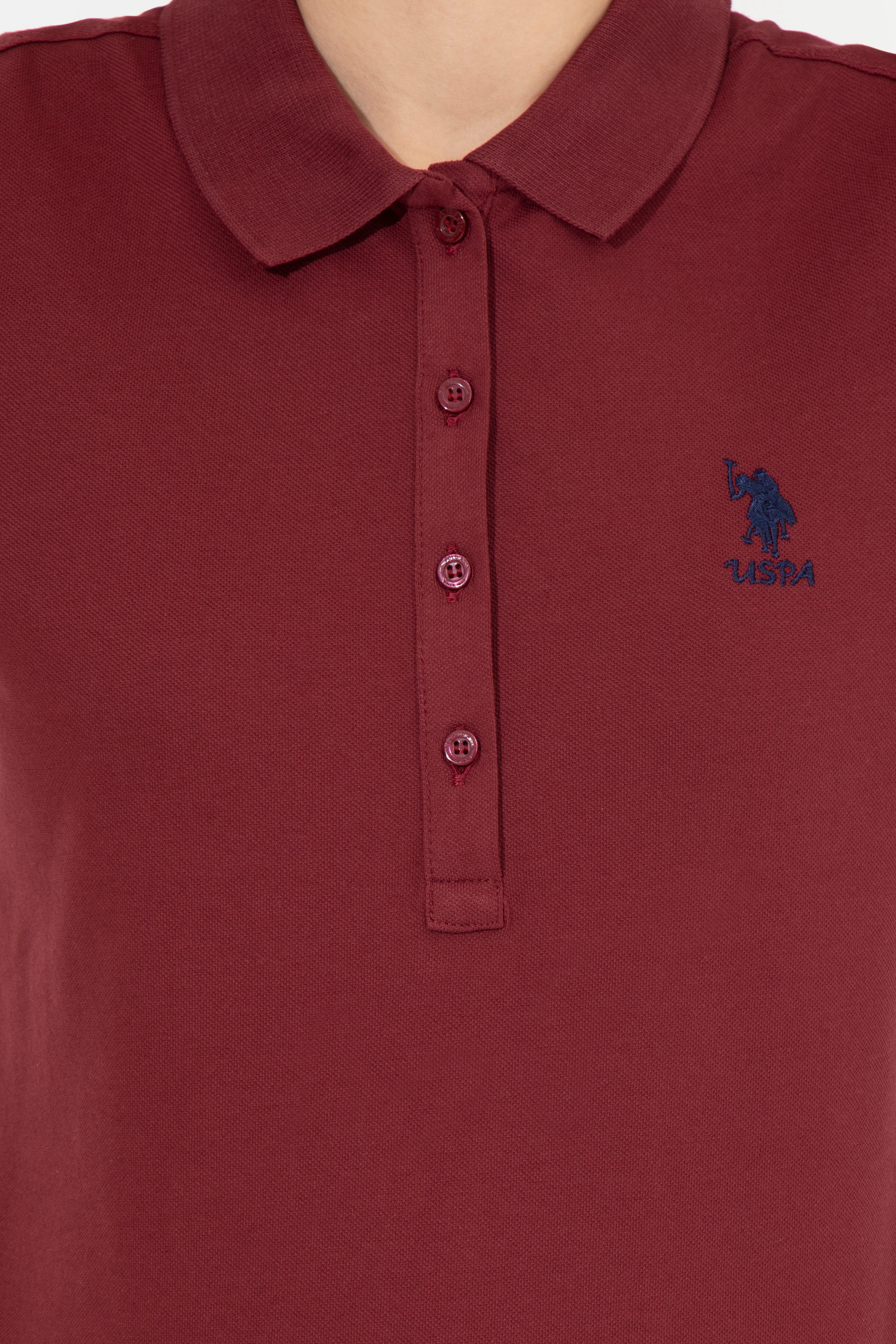 Kadın Vİşne Basic Polo Yaka Tişört