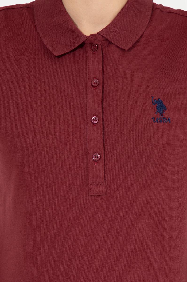 Kadın Vİşne Basic Polo Yaka Tişört