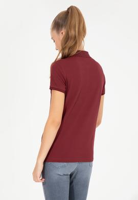 Kadın Vİşne Basic Polo Yaka Tişört - 50256287070