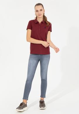 Kadın Vİşne Basic Polo Yaka Tişört - 50256287070