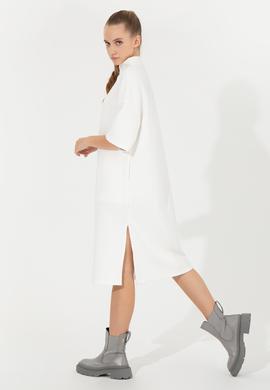 Kadın Ekru Bisiklet Yaka Örme Elbise - 50256491005