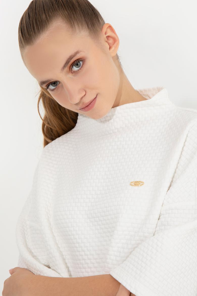 Kadın Ekru Bisiklet Yaka Örme Elbise - 50256491005