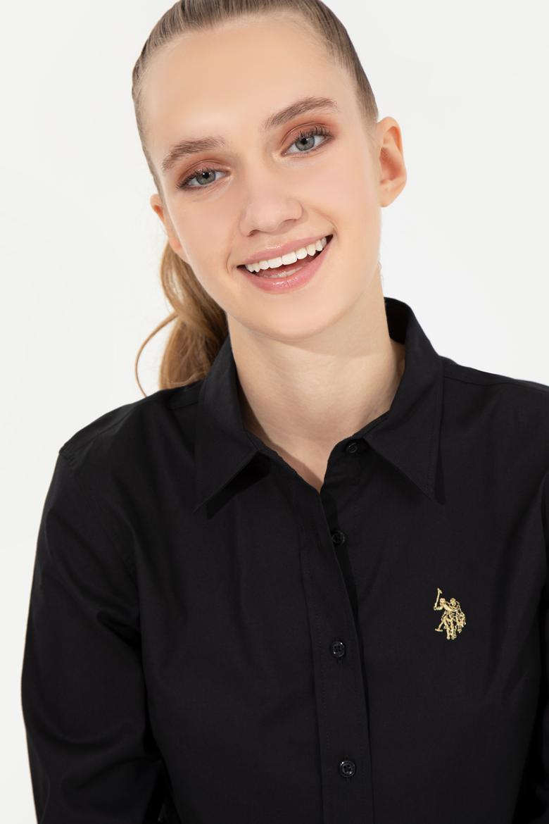 Kadın Siyah Uzun Kollu Basic Gömlek - 50256970045