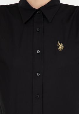 Kadın Siyah Uzun Kollu Basic Gömlek - 50256970045