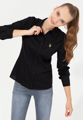 Kadın Siyah Uzun Kollu Basic Gömlek - 50256970045