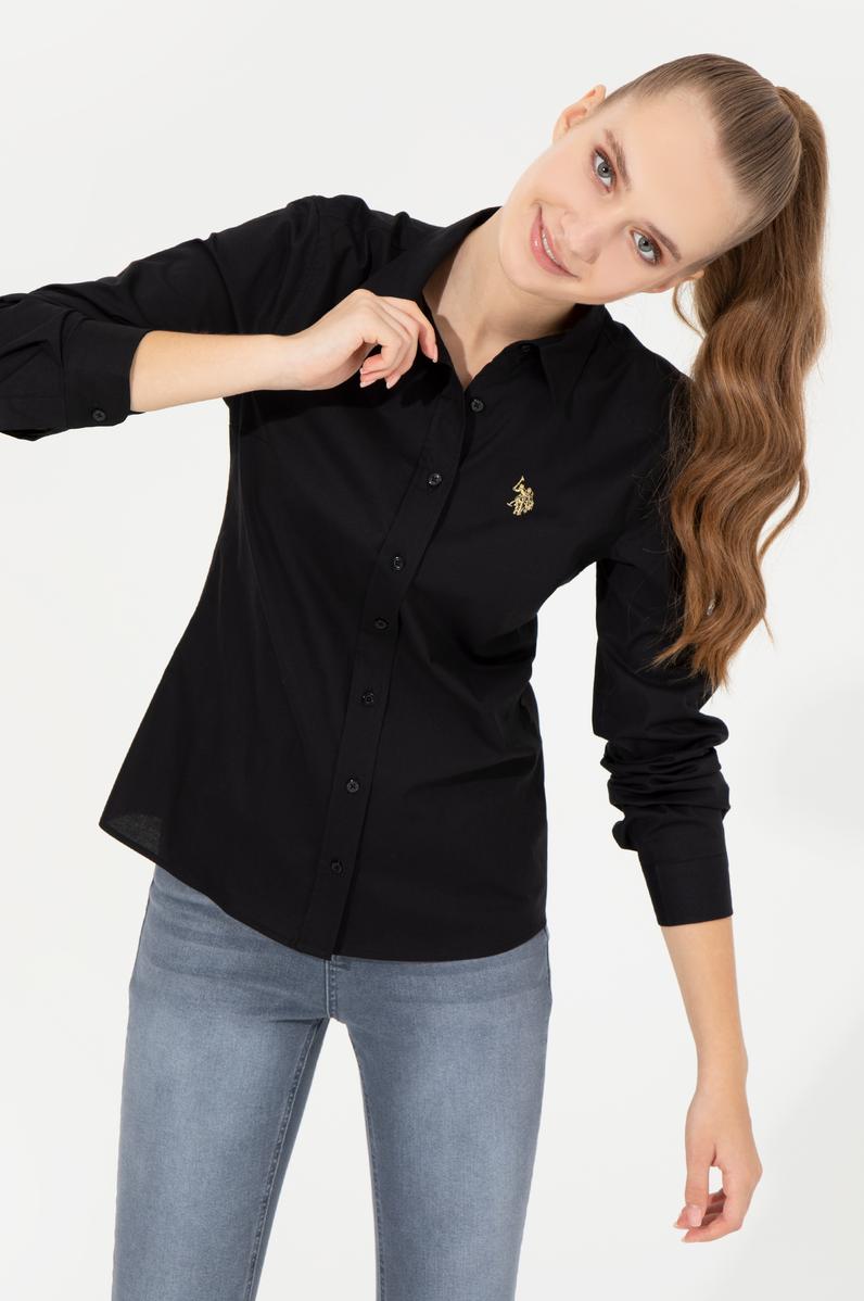 Kadın Siyah Uzun Kollu Basic Gömlek