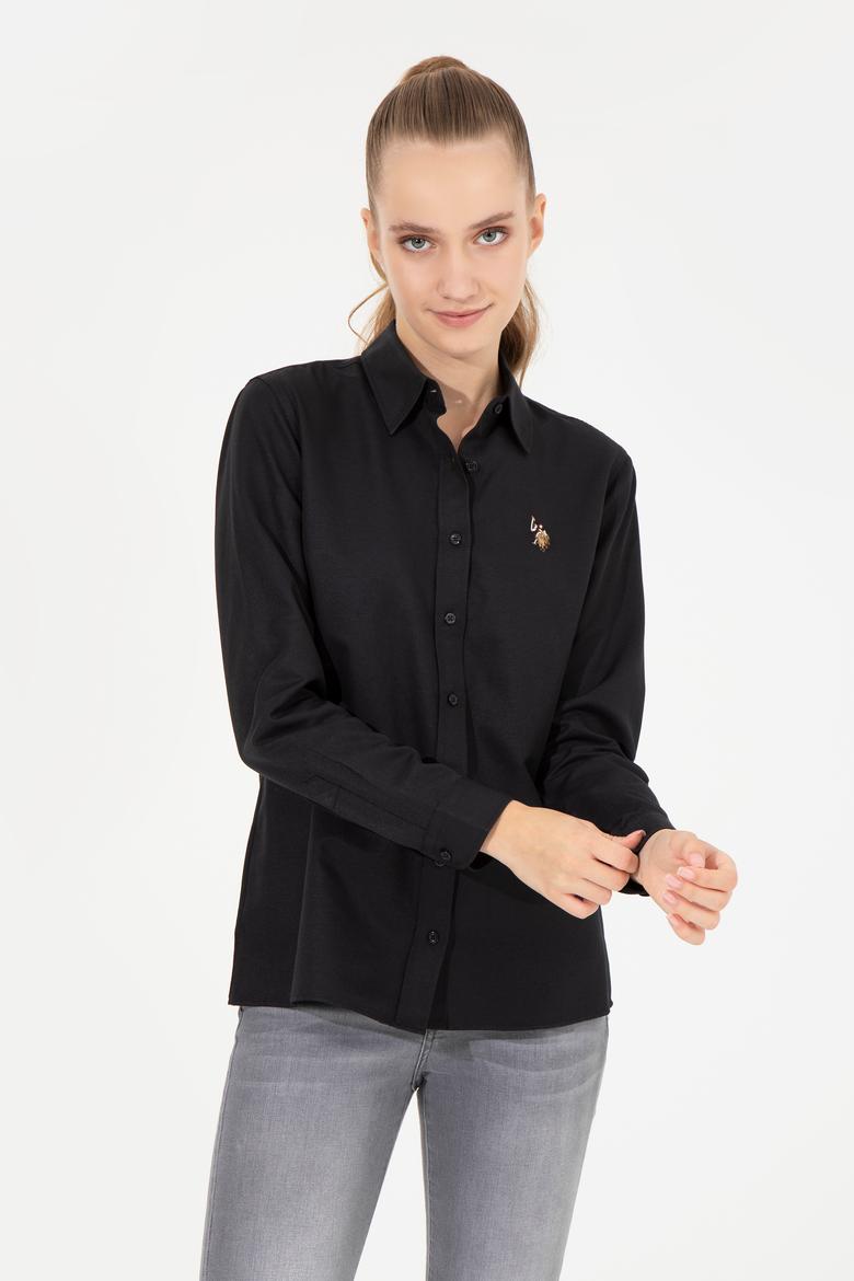 Kadın Siyah Uzun Kollu Basic Gömlek